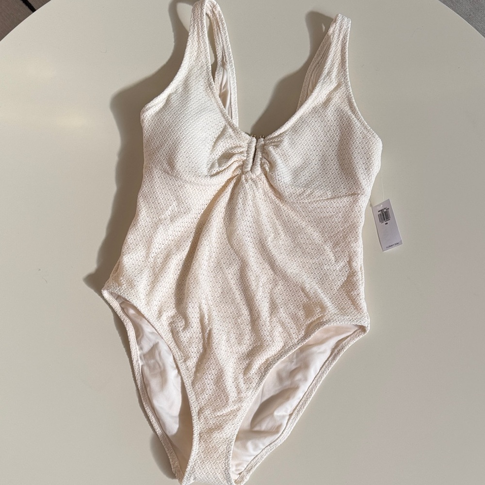 Old Navy Ivory Textured One Piece Swimsuit